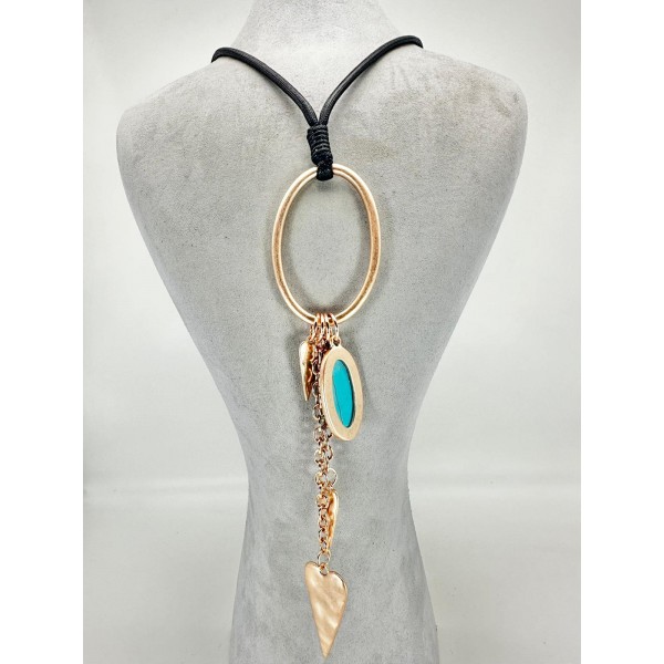 Gold Mavi Taşlı Kolye